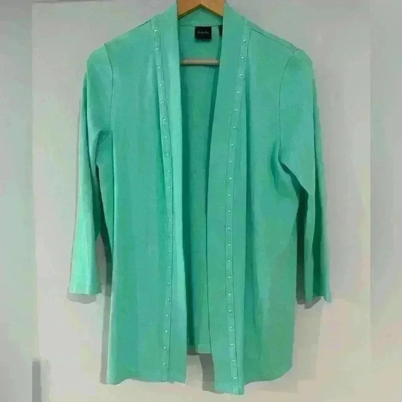 Rafaella Open Cardigan Aqua with Silver Studs - Picture 1 of 7